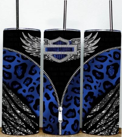 Motorcycle (black & blue animal print)