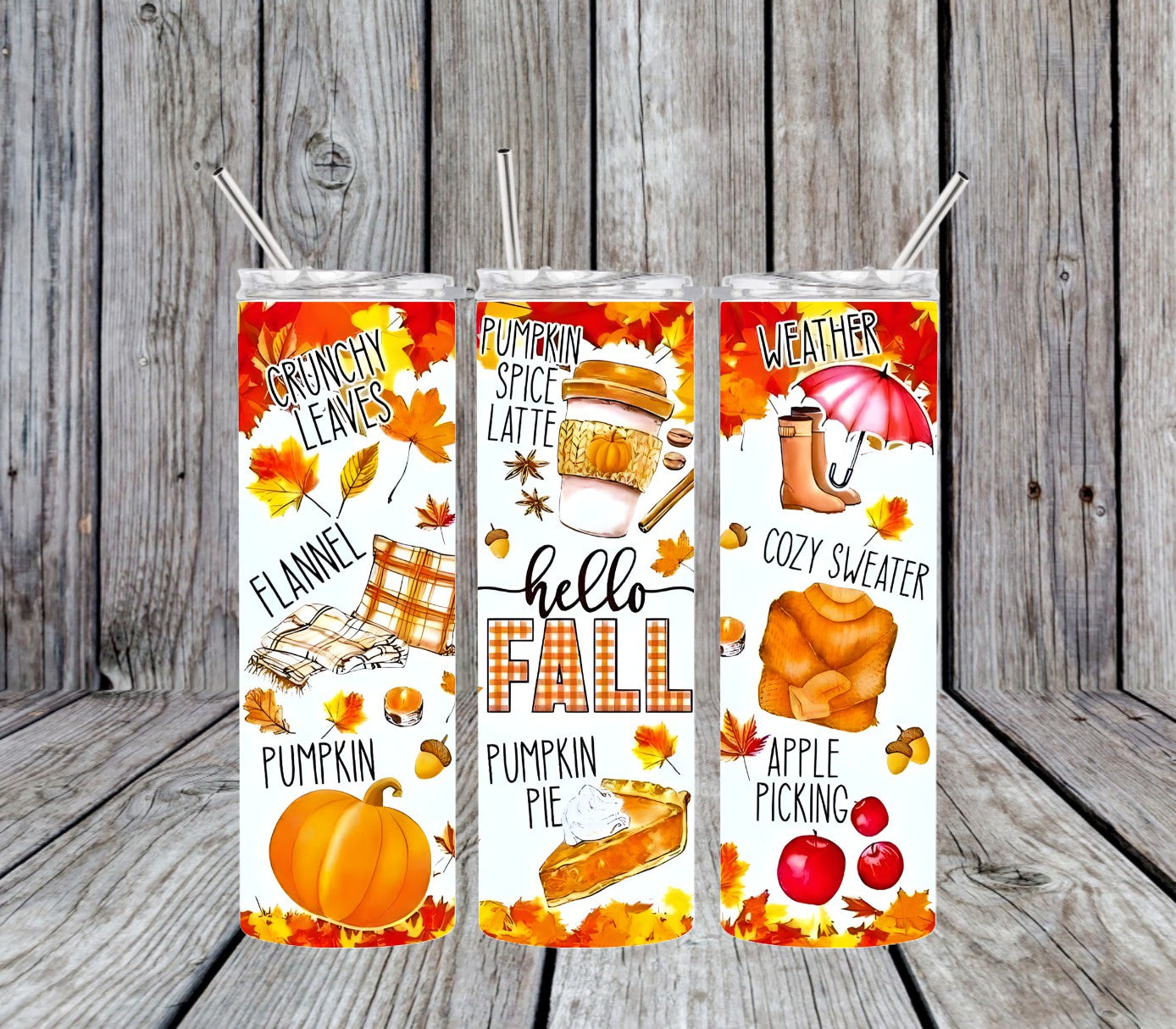 Happy Fall - 20 oz Tumbler Only OR with Topper Set
