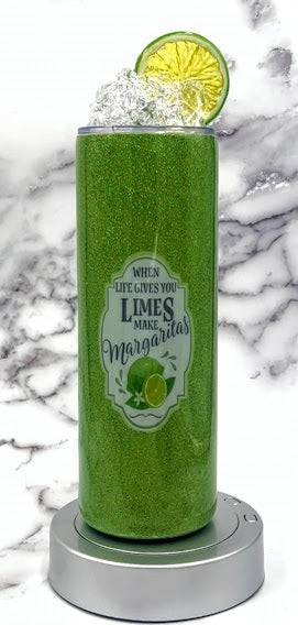 When Life Gives You Limes Make Margaritas - Glitter 20 oz Tumbler with –  Custom Crafts by BB