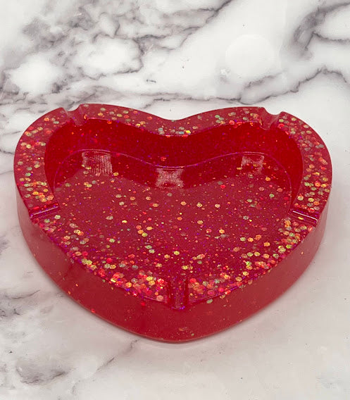 Epoxy Heart Trinket Dish/Ashtray Pink
