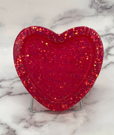 Epoxy Heart Trinket Dish/Ashtray Pink