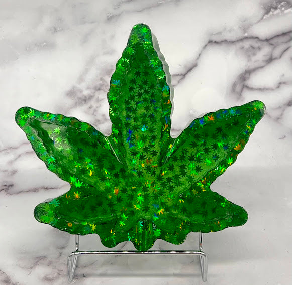 Epoxy Leaf Trinket Dish/Ashtray Green