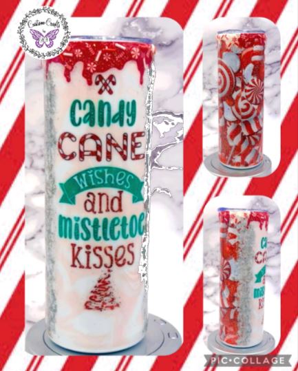 Candy Cane Wishes and Mistletoe Kisses 20 oz Tumbler