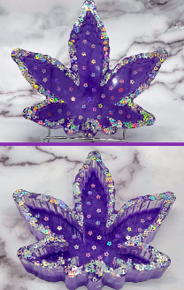 Epoxy Leaf Trinket Dish/Ashtray Purple