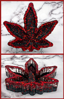 Epoxy Leaf Trinket Dish/Ashtray Red and Black