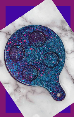 Epoxy Shot Glass Round Serving Tray Galaxy