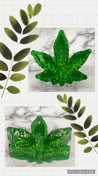 Epoxy Leaf Trinket Dish/Ashtray Green