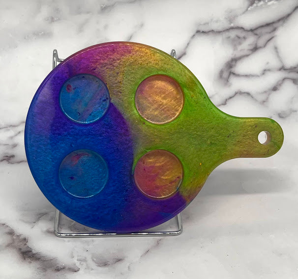 Epoxy Shot Glass Round Serving Tray Multi Colored