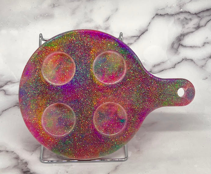 Epoxy Shot Glass Round Serving Tray Pastel