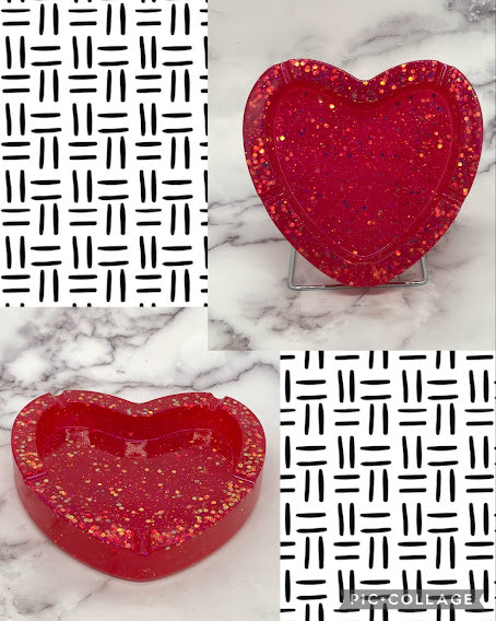 Epoxy Heart Trinket Dish/Ashtray Pink