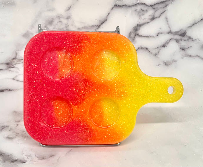 Epoxy Shot Glass Square Serving Tray Sunset