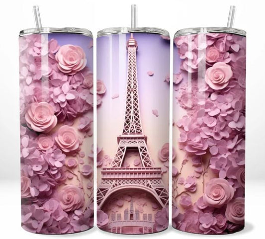 Eiffel Tower & Flowers 3D