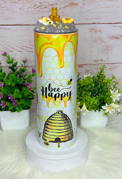 Bee Happy - 20 oz Tumbler Only OR with Topper Set