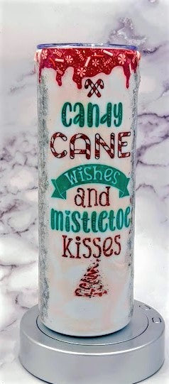 Candy Cane Wishes and Mistletoe Kisses 20 oz Tumbler