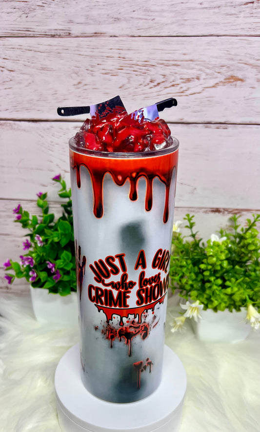 Just a Girl Who Loves Crime Shows - 20 oz Tumbler Only OR with Topper Set