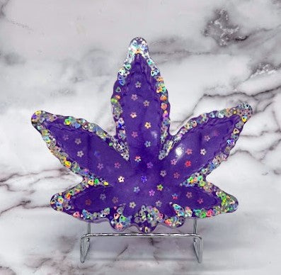 Epoxy Leaf Trinket Dish/Ashtray Purple