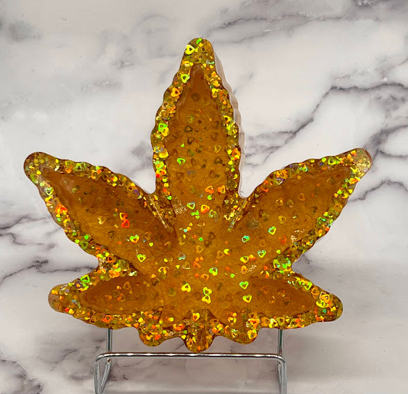 Epoxy Leaf Trinket Dish/Ashtray Gold