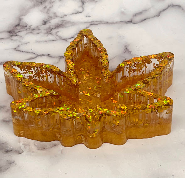 Epoxy Leaf Trinket Dish/Ashtray Gold