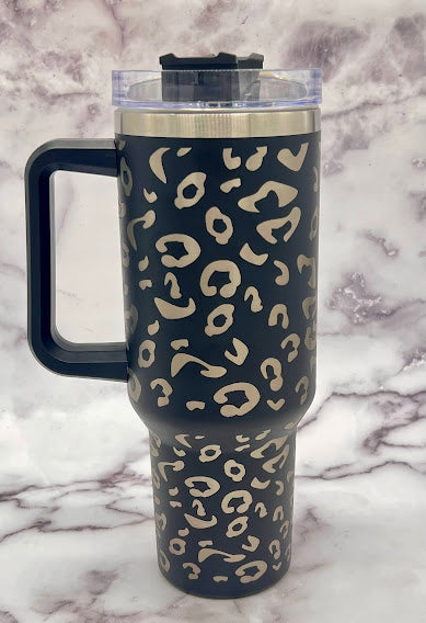 Black Leopard 40 oz Travel Tumbler