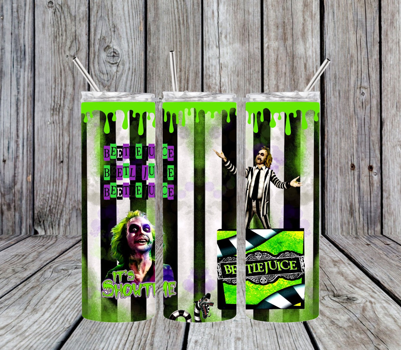 Beetlejuice It's Showtime - 20 oz Tumbler Only OR with Topper Set