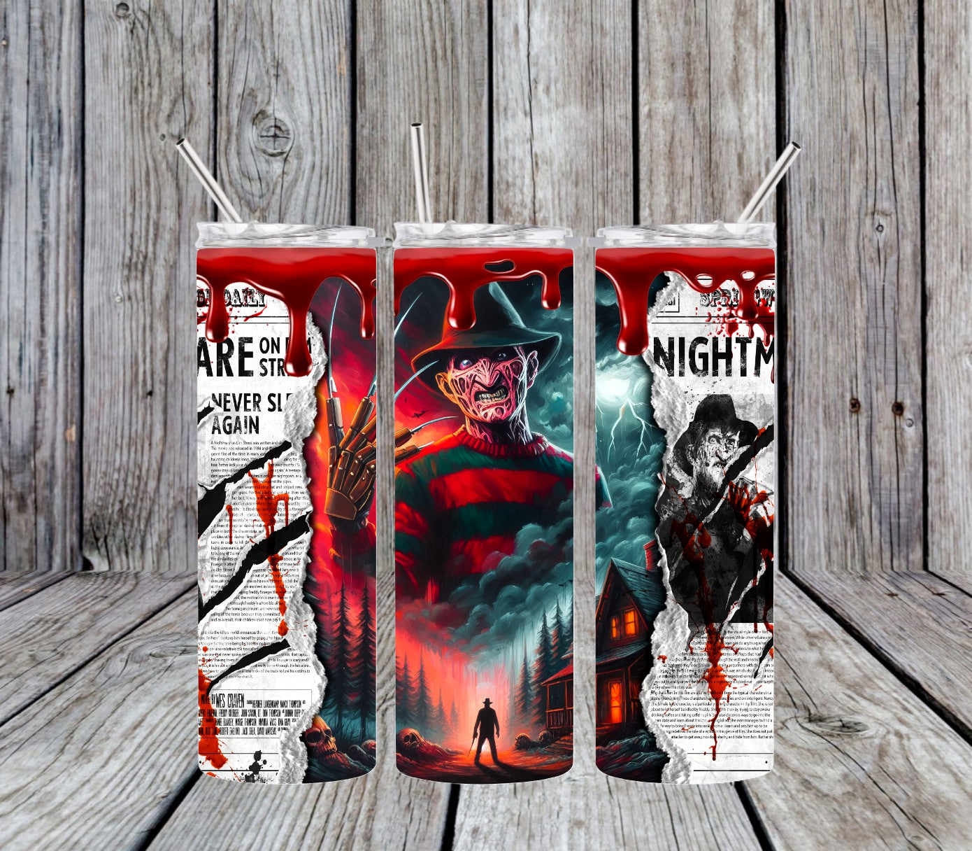 Nightmare On Elm Street Freddy - 20 oz Tumbler Only OR with Topper Set