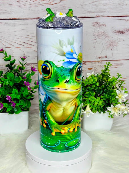 Frog and Daisies - 20 oz Tumbler Only OR with Topper Set