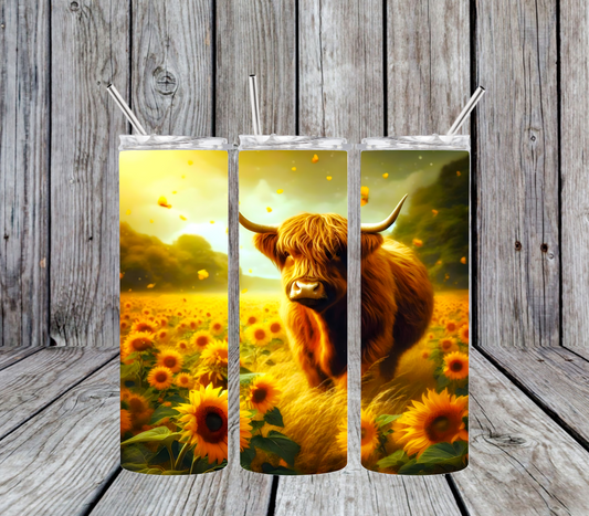 Highland Cow Sunflowers