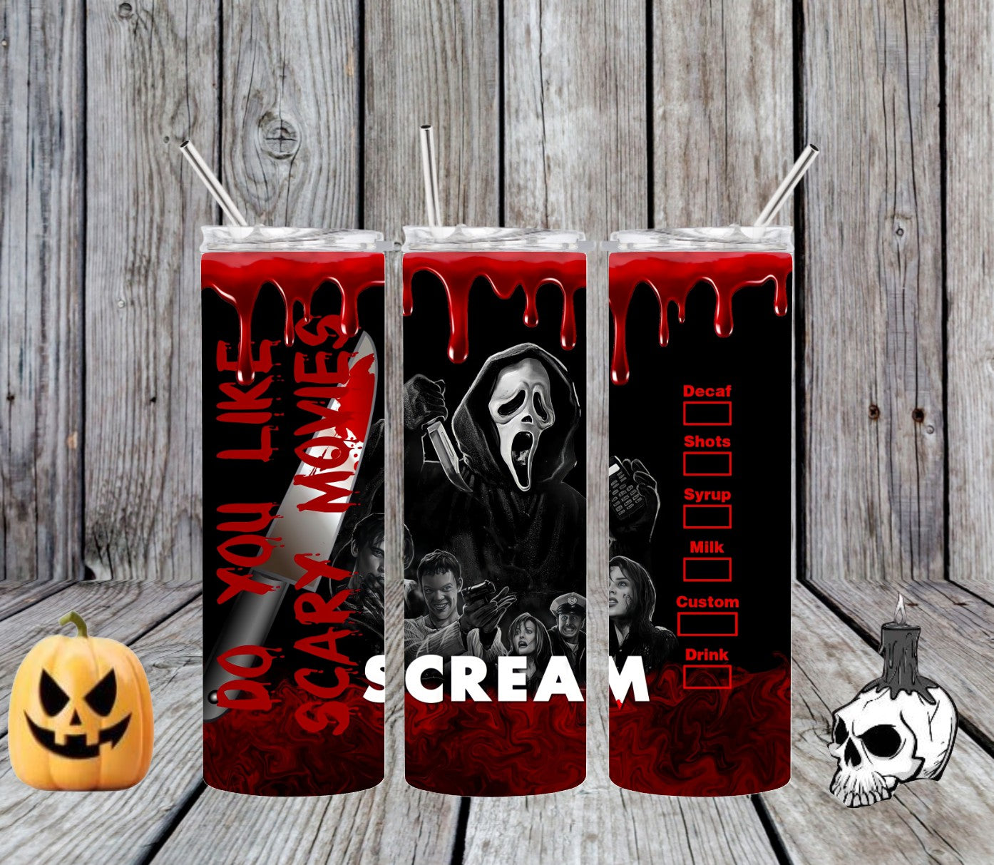 Scream Ghost Face - 20 oz Tumbler Only OR with Topper Set