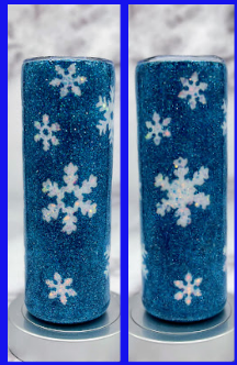 Blue Glitter with Snowflakes- 20 oz Tumbler